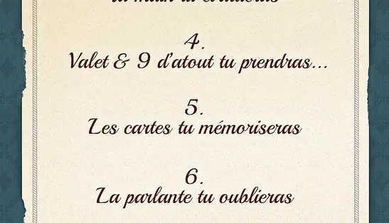 Les 10 commandements de la Belote Les 10 commandements de la Belote