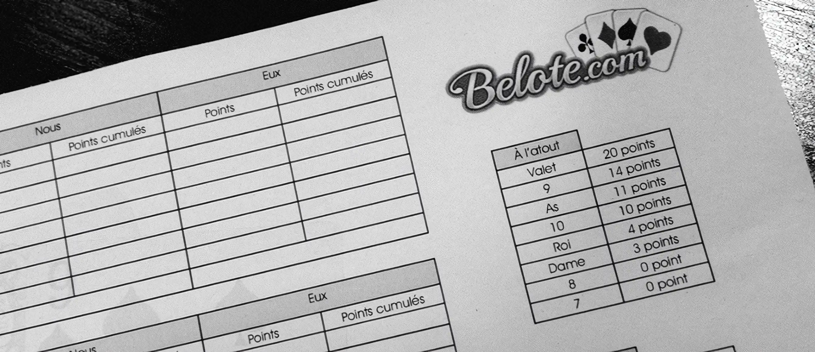 Belote Grille De Point Belote A Imprimer Gratuit La feuille de scores Belote.com