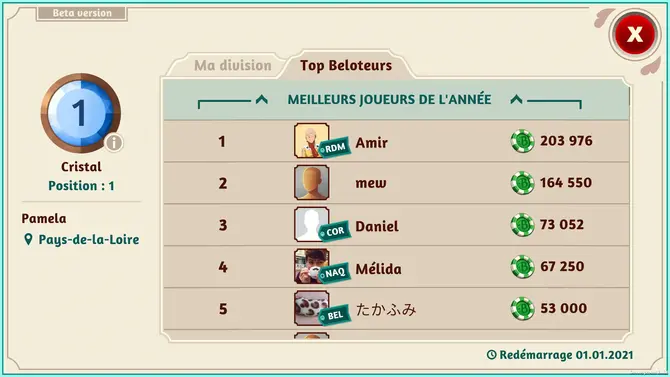 Nouveauté sur Belote.com : entrez dans la ligue !